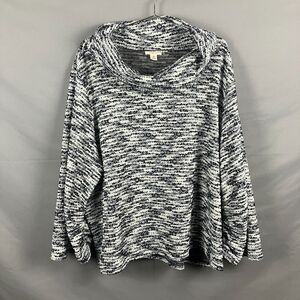 Westbound Sweater Women 3X Black White Cowl Neck 3/4 Sleeve Knit Pullover Stripe